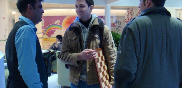 Daniel talks to one of the organizers